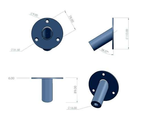 STANDARD STAINLESS STEEL BASE SET FOR MOORING WHIPS (2 PCS) - Image 2